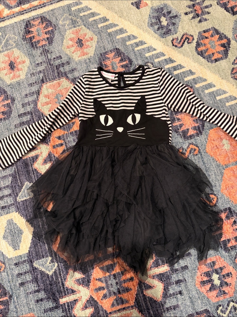 Bonnie Jean Black Striped Cat Tulle Dress